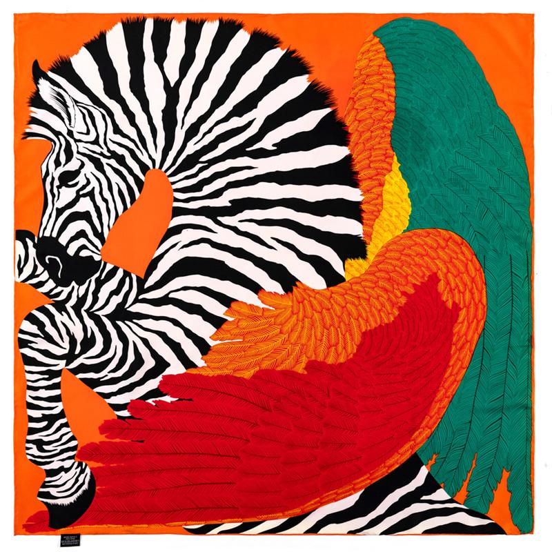 Manual Hand Rolled Twill Silk Scarf Women Timpani Print Square Scarves Echarpes Curled Foulards Femme Wrap Bandana Hijab 90CM