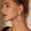 European Metal Round Drop Earrings Vintage Women Irregular Geometry Exaggerate Long Chunky Dangle Ear Pendant Statement Jewelry