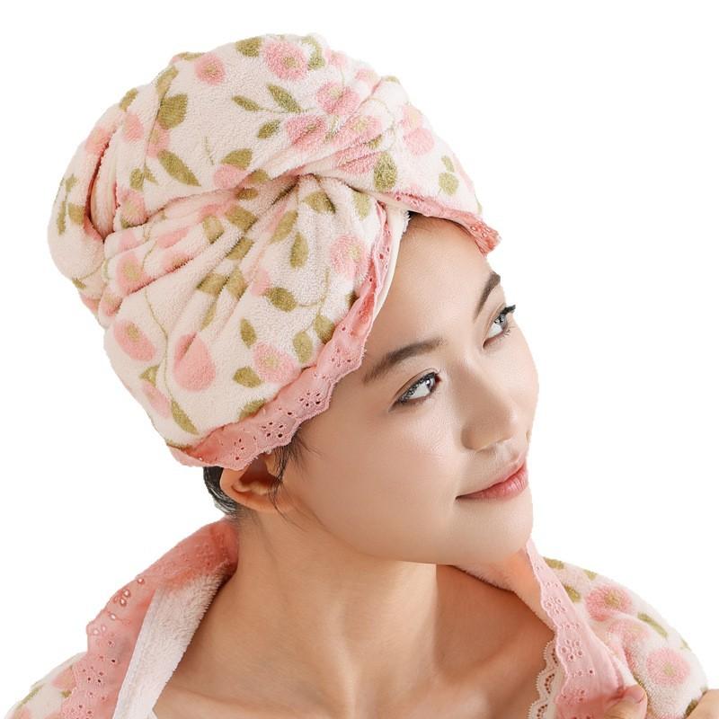 Printed Absorbent Quick-drying Towel Shower Cap