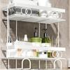 Over Toilet Storage Shelf Bathroom Storage Organizer With No Drill Adhesive Hook Metal Punch-Free Toilet Tank Organizer Rack