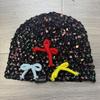 Cappello Berretto in Lavorazione a Maglia con Paillettes e Fiocco Coreano per Donna: Copricapo alla moda in rete di lana