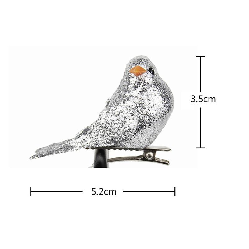 12Pcs/Set Artificial Simulation Foam Bird Set Mini Cute Birds Ornaments Glitter DIY Craft for Home Garden Christmas Tree Decoration