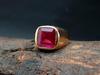 Lab Created Ruby Cushion Gemstone Ring, Rose Gold Ring, Handmade Jewelry, Statement Ring, Engagement Gift, 925 Silver Ring