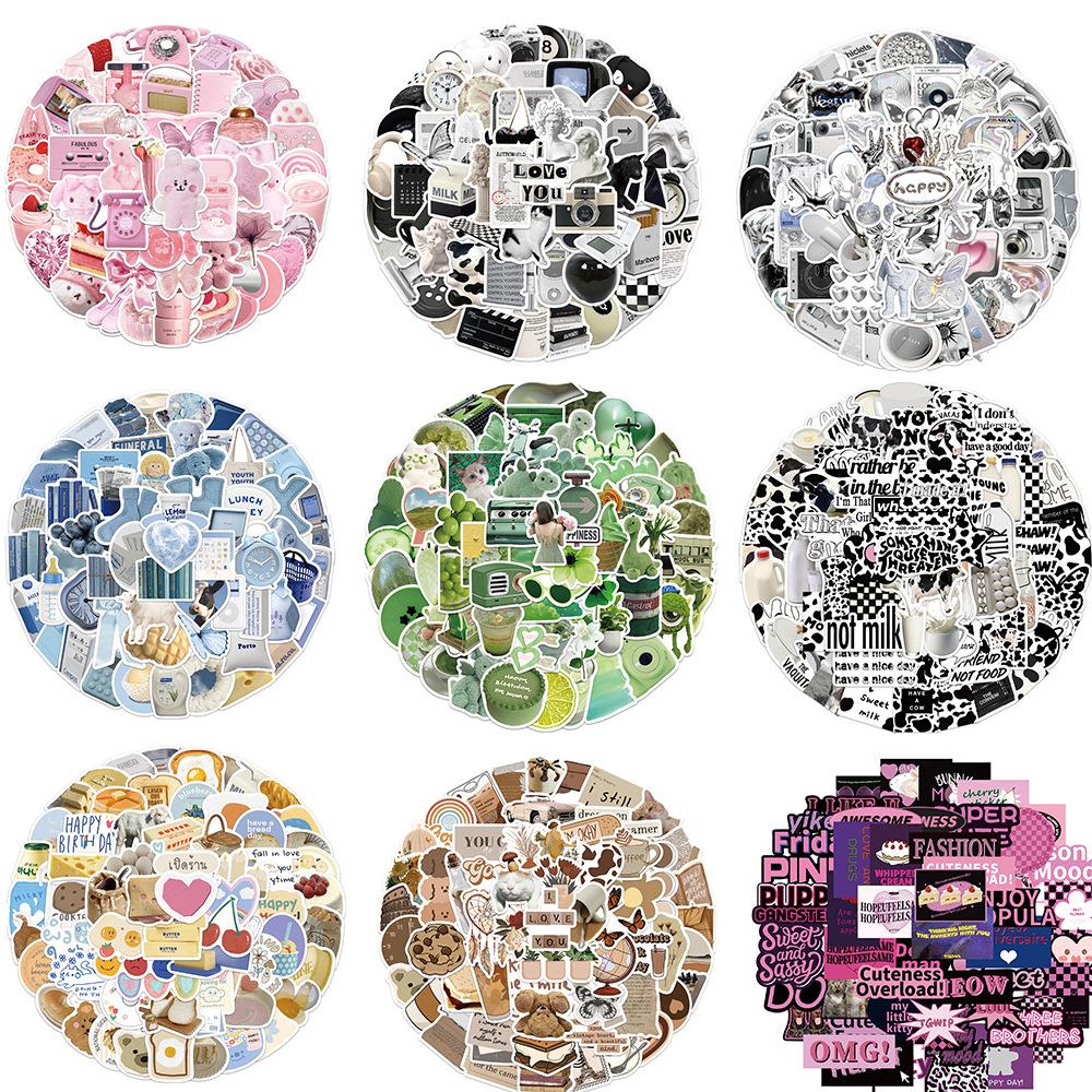 50 Cartoon Color Ins Style Combination Graffiti Stickers Decorative Suitcase Water Cup Guitar Waterproof DIY