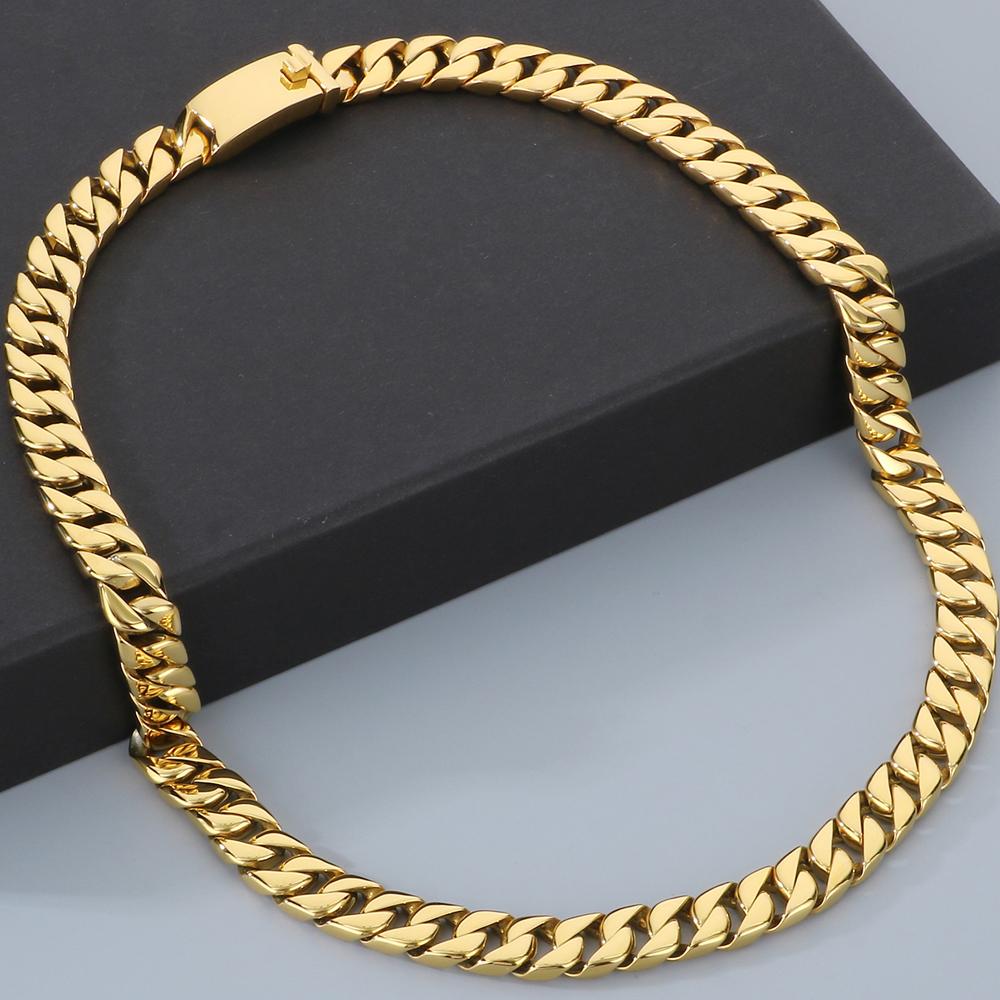 50/60CM Long 12MM Wide Cuban Link Chain Necklaces for Men Solid Stainless Steel On Neck Chains Party Male Jewelry Gifts 5 Color