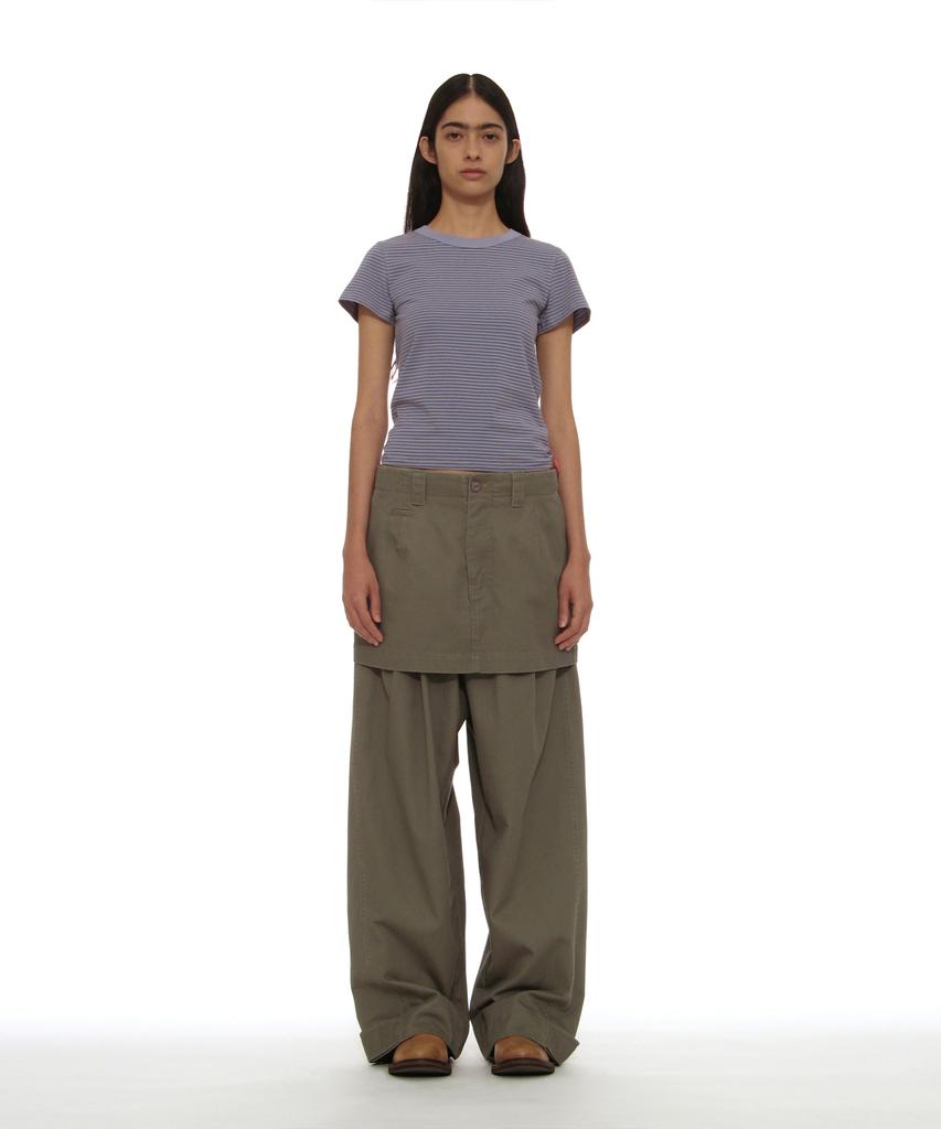 PARTIMENTO WOMEN Detachable Layered Chino Skirt Pants_Warm Gray