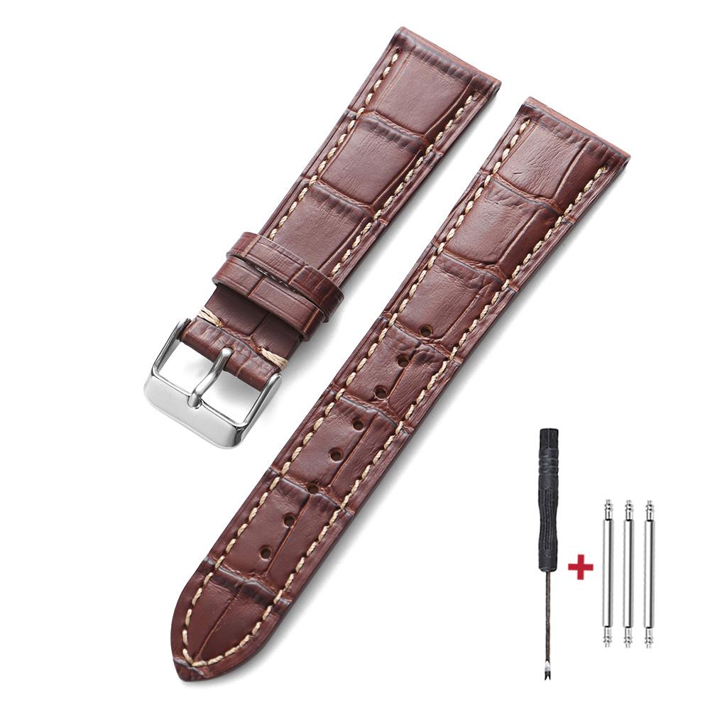 13/15/16/18/19/20/21/22mm Universal Genuine Cowhide Watch Band Vintage Stitching Straps for Men Women Bracelet Belt Accessories