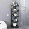 Compact Triangular Bathroom Storage Rack: Multi-Layer, Floor-Standing, Moveable Corner Organizer.