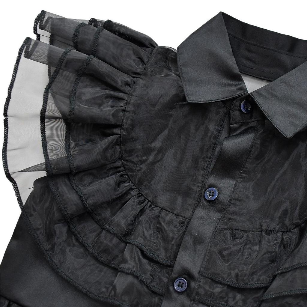 Auf Lager: Addams Family Wednesday Addams Schwarzes Kleid Halloween Cosplay Kostüm