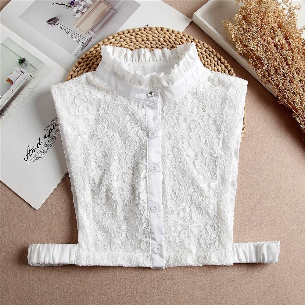 1 Pcs Detachable Cotton False Collar Solid Color Lace Half Blouse Turtleneck Elegant Pullover Underwear Women Ladies