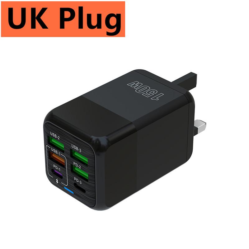 USB Phone Charger 150W 6 Ports PD Type C Fast Charge Wall Charger For iPhone 15 Samsung Xiaomi EU/US/UK Plug Phone Power Adapter