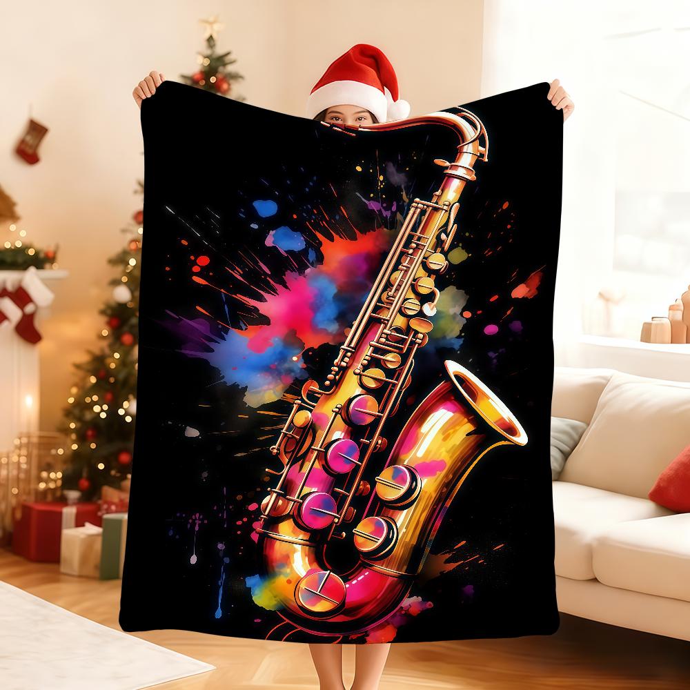 Classic Fashion Instruments Piano Guitar Blanket For Soft Throw Blanket for Picnic Bed Sofa Home Bedroom Cozy Warm Comfortable