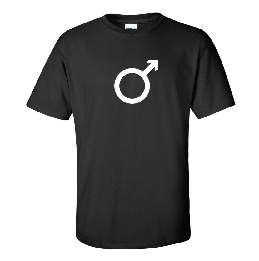

White Male SYMBOL on Black T-Shirt Man Masculine Cotton Shirt S-5XL 3XL