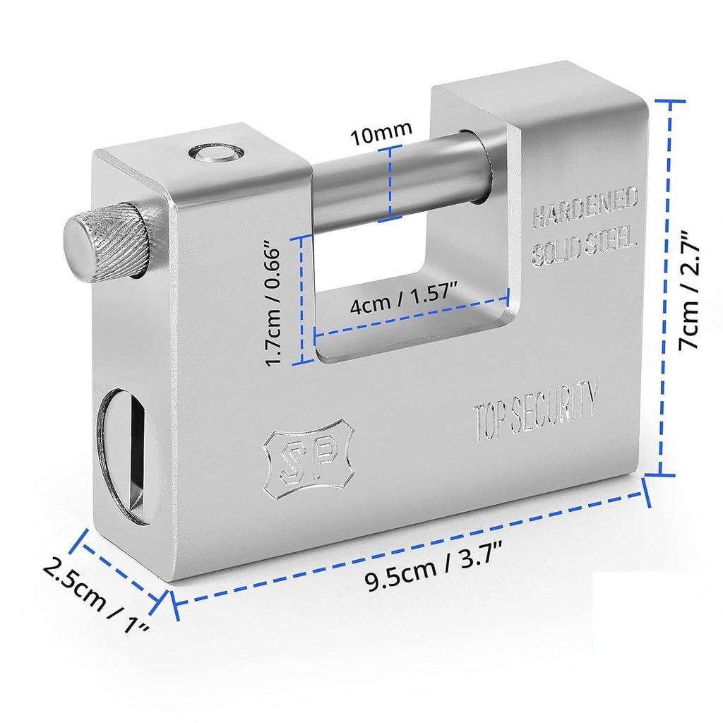 Heavy Duty Padlock with 4 Keys - Hardened Steel Security Padlock with Anti Drill & Pick Cylinder Security Shackle Chain Lock
