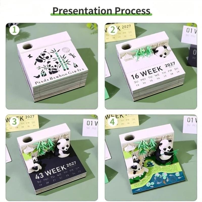 Time Piece 3D Desk Calendar 2027 Paper Carving Tear-away Design for Artistic Home Office Space