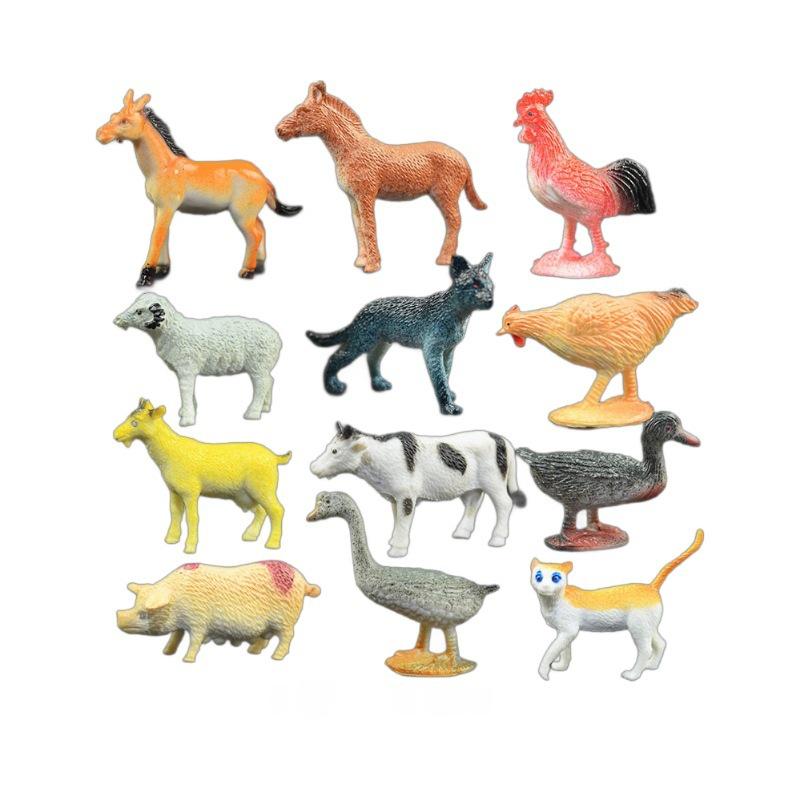 Simulation Poultry Animal Toys Set - Chicken, Duck, Cow Models for Kids