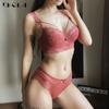 DKGEA Women Thin Brassiere Sexy Bra Set Lace Underwear Plus Size D E Cup