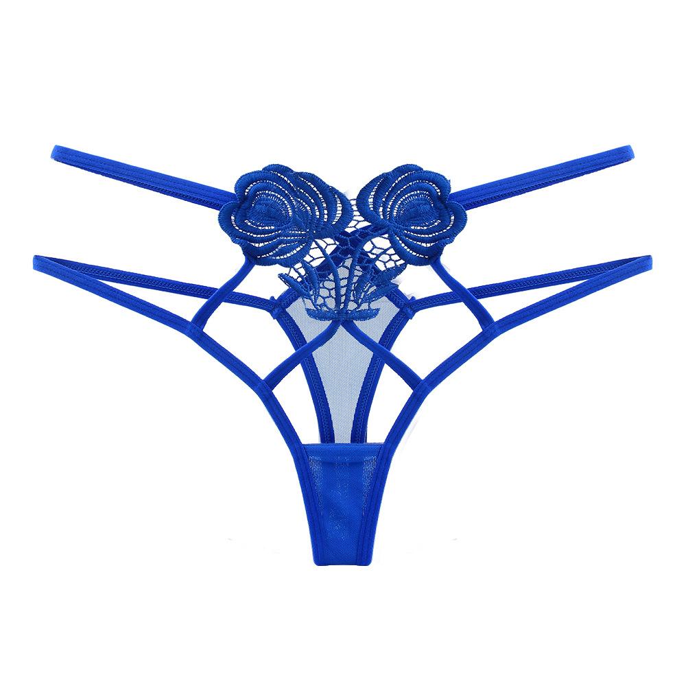 Bundled Design Thong Female Sexy Water-soluble Flower Hollow Mesh Interwoven Thin Belt Seductive Mood Panties 2298