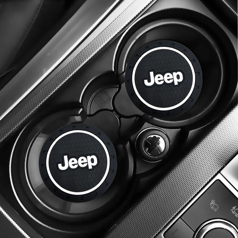 1/2pcs Car Cup Mat Anti-slip Bottle Holder Coasters Car Accessories for Jeep Grand Cherokee Wrangler Renegade Compass Patriot Liberty