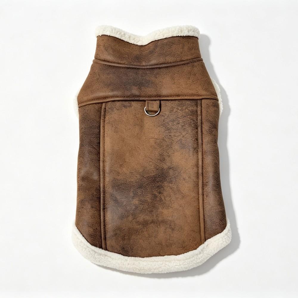 Solid-Colour Dog Sleeveless Jacket Velvet Leather Small Dog Coat Cotton Dog Vest Pet Clothing
