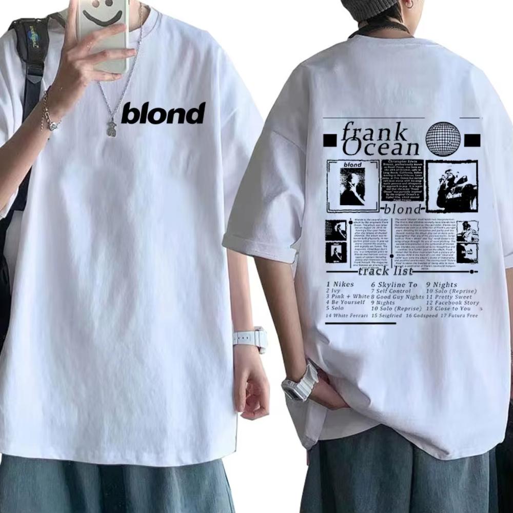 Rapper Frank Music Album T Shirt Blonde Ocean High Quality Oversized T-shirt Men Women  Retro Fashion T-shirts Streetwear