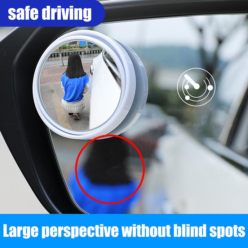 Neu 2 STK Auto Rückspiegel Toter Winkel Spiegel Runder Rahmen Konvexer Spotlight Spiegel 360 Grad Verstellbarer Weitwinkel