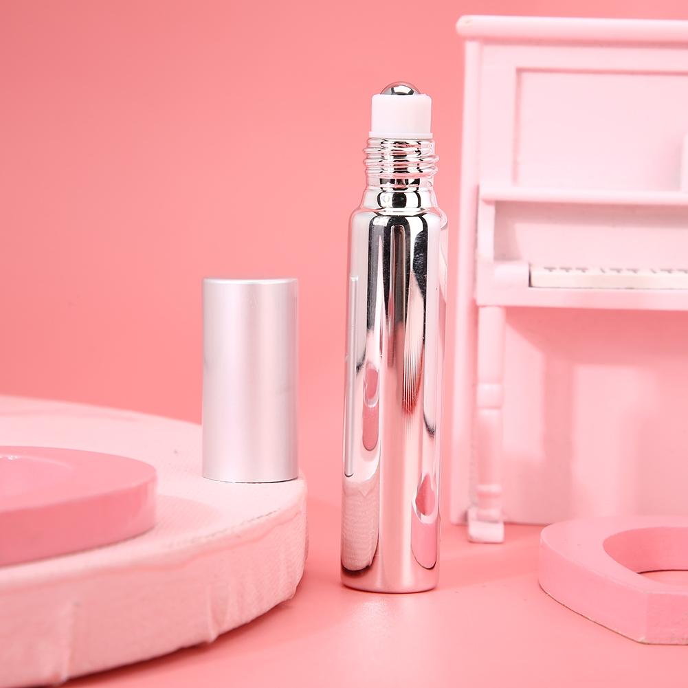 5pcs Empty Essential Oil Roller Ball Bottle Glass Perfume Dispenser ContainerSilver