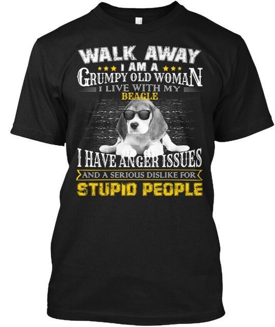 

Walk Away Grumpy With Beagle T-Shirt Made in the USA Size S to 5XL 4XL
