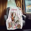Floral Horses Customize Your Name Rv Blanket Comfortable Soft Lightweight Allseason Multipurpose Blanket For Travel Camping Picnics Sofa Rv Bed Living