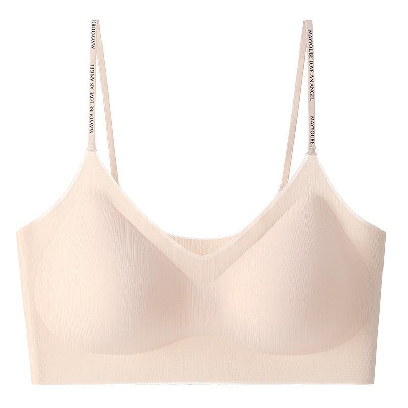 Ultra-thin ice silk seamless underwear women's non-empty cup sexy letters with beautiful back jelly no steel ring bra comfortable small chest
