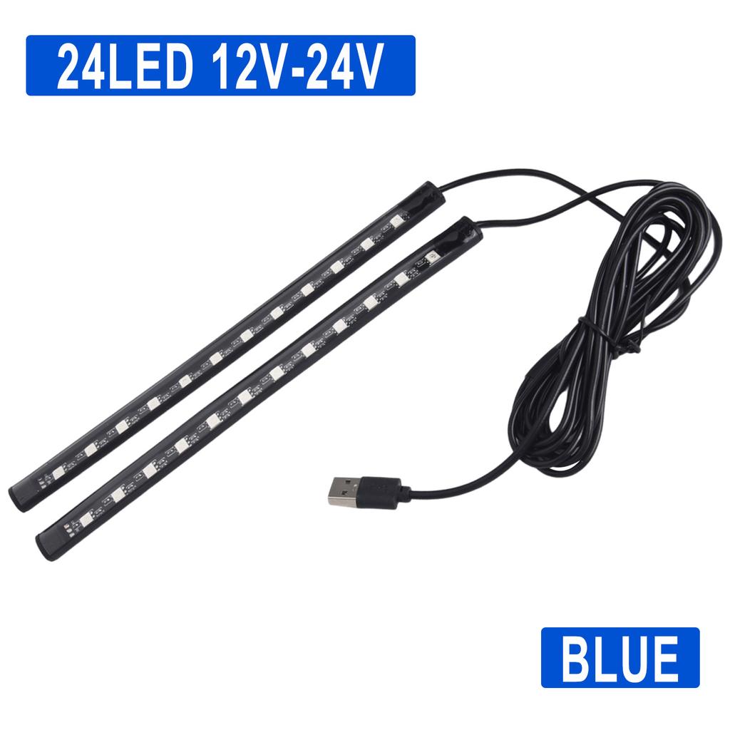 1.3 Meters*2 LED Foot Light Strip 4.8W Black+Transparent Blue