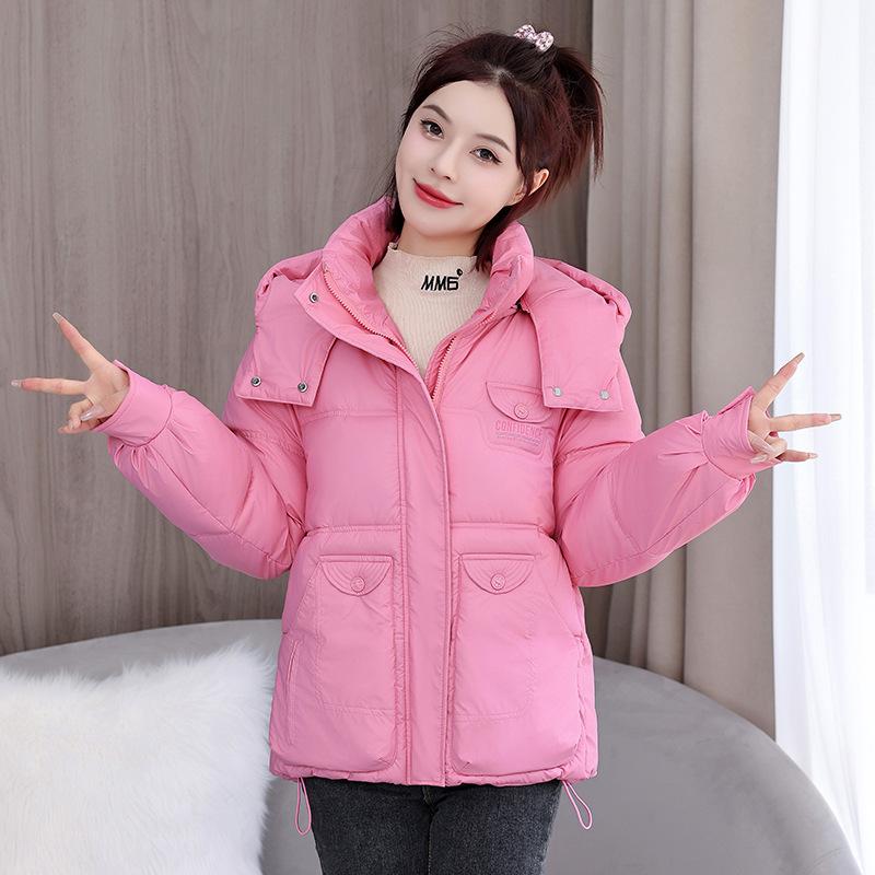 Plus size cotton suit 2025 down cotton thickened winter Korean version of hooded loose padded jacket cotton jacket cropped bread jacket
