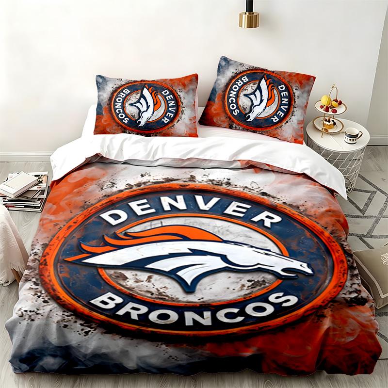 Denver Broncos 3pc Set Perfect for Bedroom Use Comfortable Bedding Set Includes a Duvet Cover and Two Pillowcases Ideal Birthday or Christmas Gift