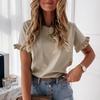 Women's Ladies Frill Ruffle Short Sleeve Fashion Summer Tee T-Shirt Loose Top