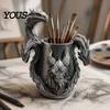 Fantasy Creature Collectibles Three-Headed Dragon Pen Holder, 3D Printed Desk Organizer, Decorative Flower Vessel Realistic Scale Details Ornament for
