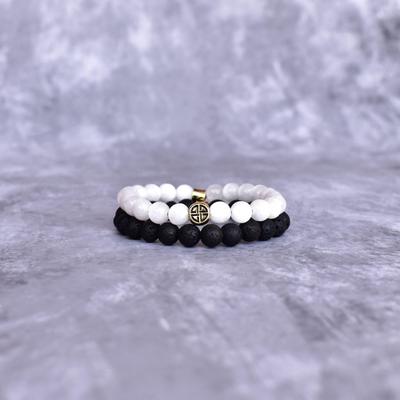 Natural Selenite Beaded Bracelet Selenite And Lava Bracelet For Men Diffuser Bracelets Beaded Healing Crystals Jewelry, Gift for Him
