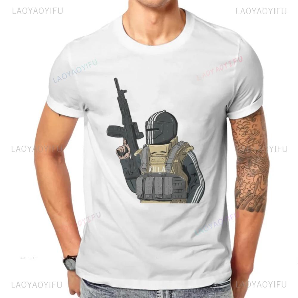 Odzież męska Killa Escape From Tarkov Gra Koszulka Damska Męska Letnia Vintage Moda Okrągły Dekolt Graficzne Koszulki Odzież Damska Unisex Top