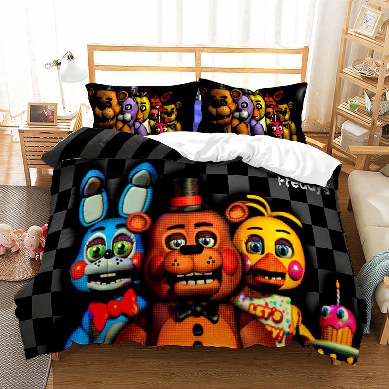

Nights Five At Freddys 3d Cartoon Luxury Bedding Set Duvet Cover Set Pillowcase Brown,EU-Single(2pcs):135×200cm