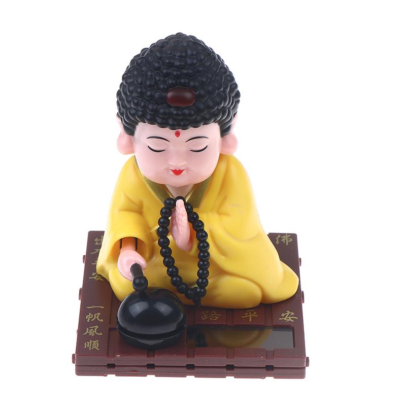 

.1Pc Little Monk Buddha Figurine Solar Dancing Toys Nodding Head Dolls Bobble Head Toy Car Ornament For Desk Home Decor