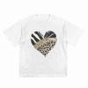 Leopard Print Heart Striped Short Sleeve Tee 100% Cotton T-Shirt