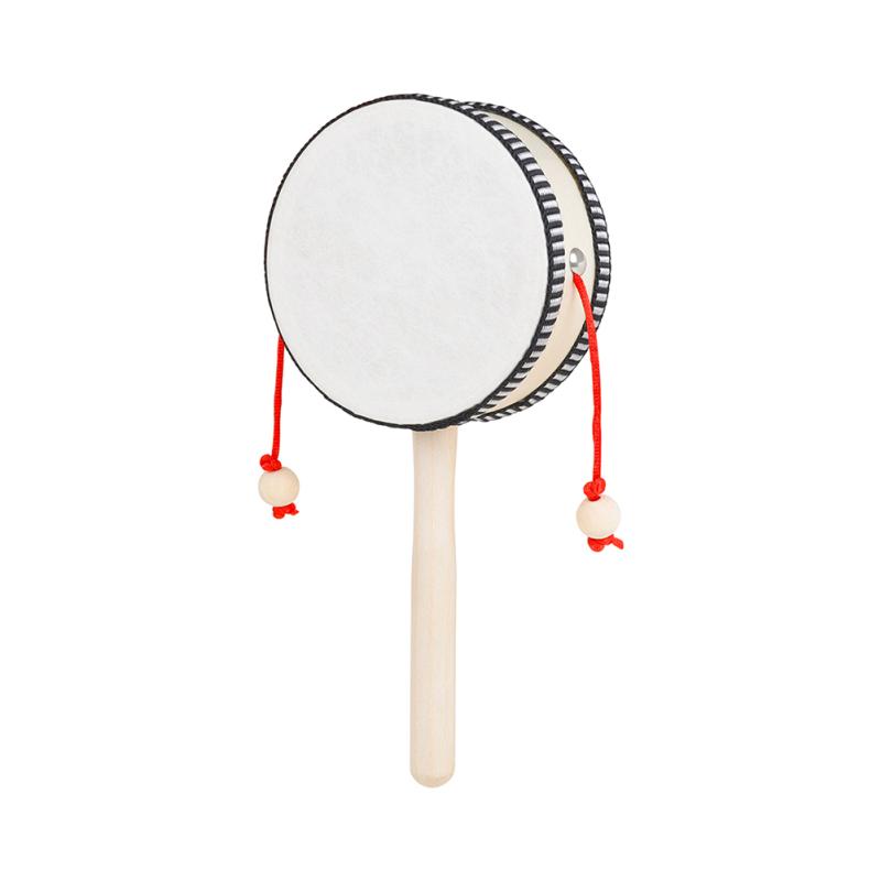 Orff 4-inch Traditional Rattle Drum Wooden Hand Drum Early Childhood Education Musical Toy Kids