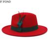 Fashion Feather Felt Wide Brim Fedora Hat For Women/Men New Autumn Winter Vintage Jazz Hat Party Formal Hat