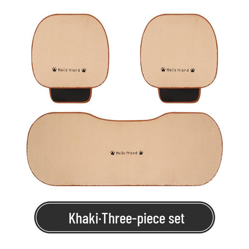 Universal Shy Cat Plush Winter Car Seat Cushion - Non-Shedding, Cartoon Design for Five Seats