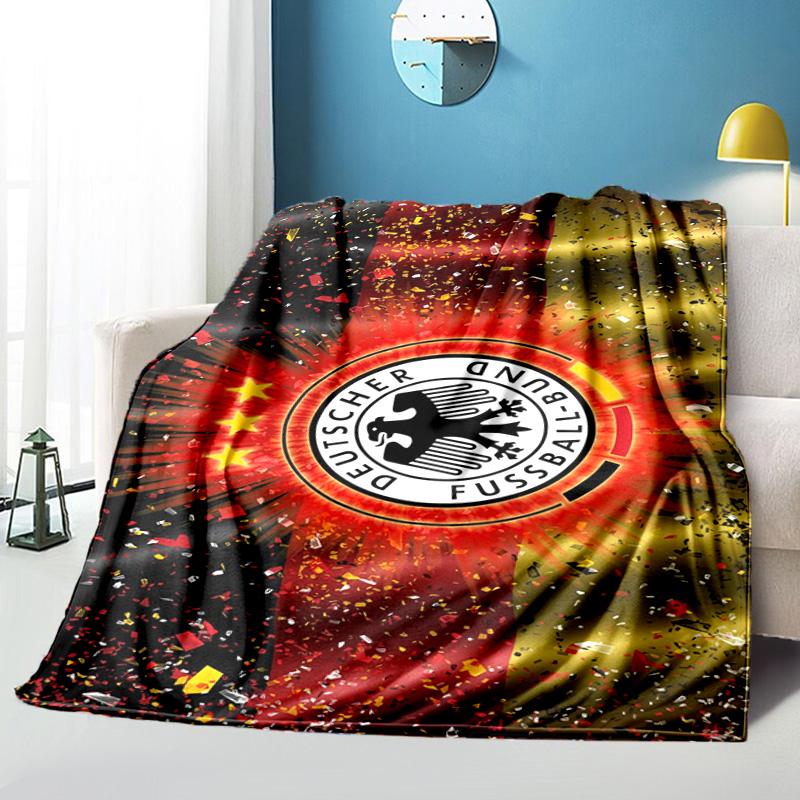 Germany Football Emblem Printed Throws Blanket Soft Flannel Blankets for Couch Bed Gifts for Men Women Picnic blanket Christmas gifts