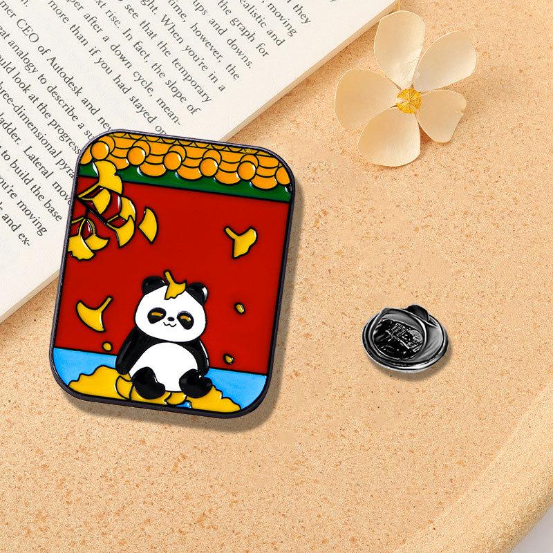 Chinese style panda badge brooch Forbidden City series cute panda bamboo cartoon brooch travel with badge