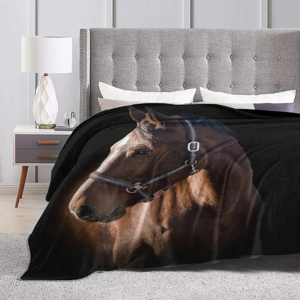 Horses Blankets Coral Fleece Plush Summer Nature Wild Animals Portable Lightweight Throw Blankets for Home Car Bedspreads