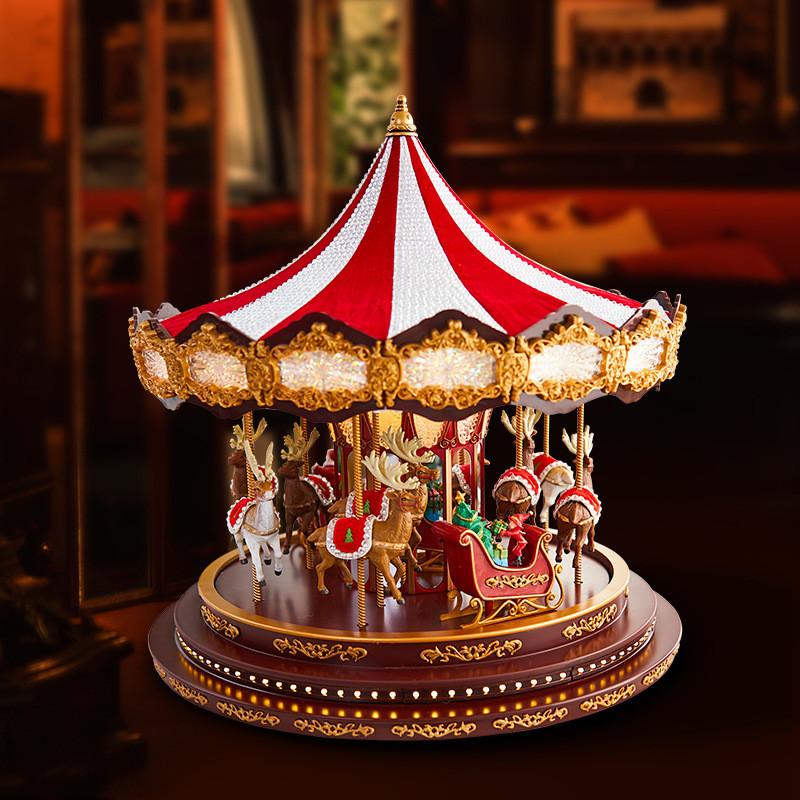 Carousel Music Christmas Box Rotating Movement Melodic Tunes Holiday Gift Toy