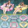 Inflatable Mesh Lounge Chair: Four-Tube Floating Hammock with Striped Foldable Design for Water Recreation