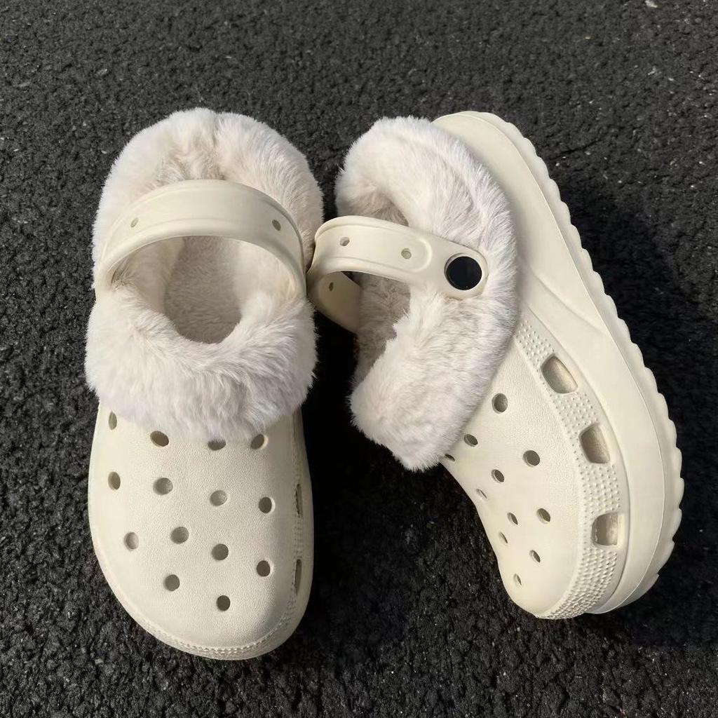 2025 Winter Plus Velvet Cotton Slippers, Outdoor Closed-Toe, 5cm Height Boost