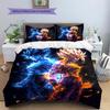 Ropa de cama con estampado de Son Goku, Juego de colcha, Funda de colcha, Funda de almohada, Regalo de cumpleaños para el hogar (1 * funda nórdica + 2 * fundas de almohada, sin núcleo)